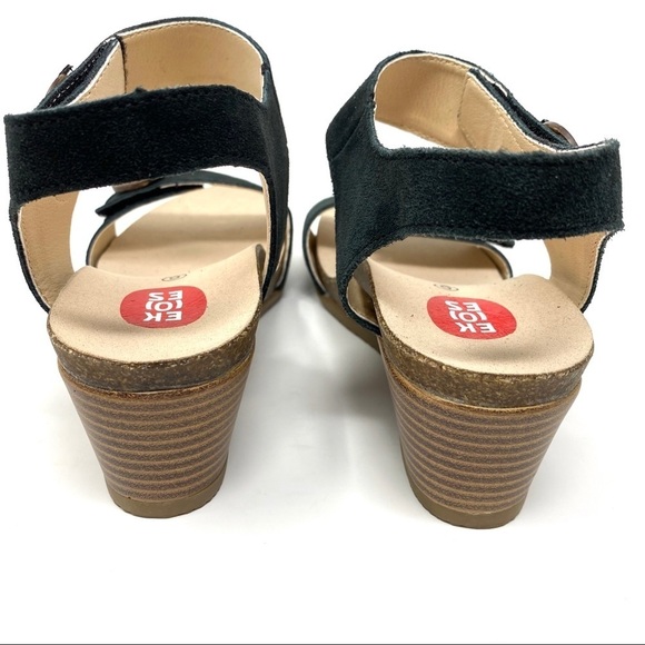 Ekoes black leather wedge sandals 152-7C - Picture 5 of 7